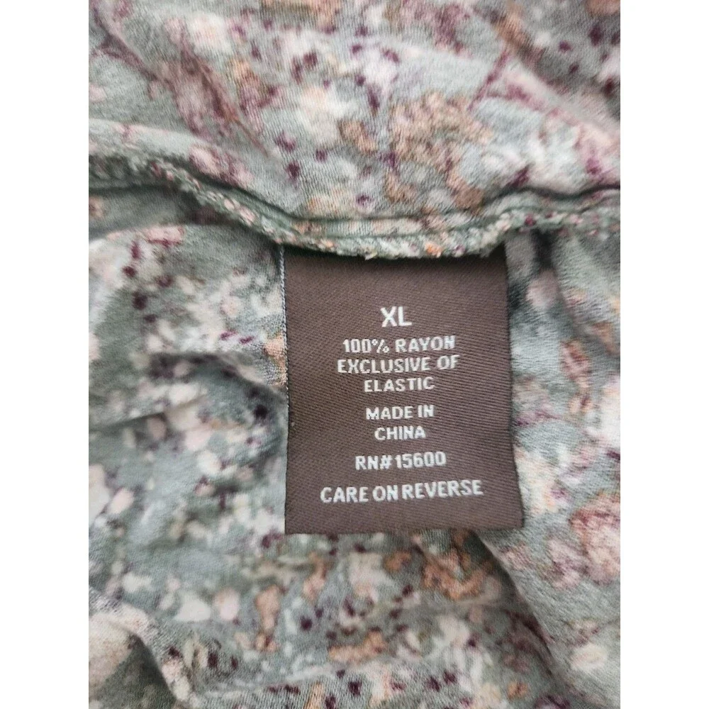 Bohemian Babydoll Top Womens XL Floral Tie V Neck Blouse Romantic Cottage Core